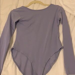 Lilac purple longsleeve scoop back bodysuit